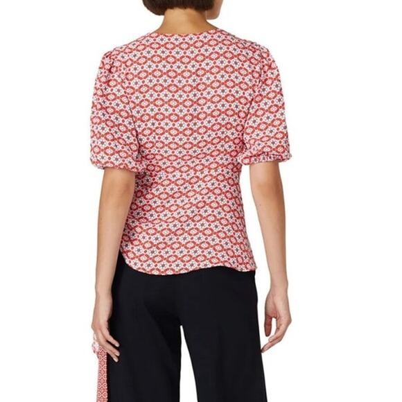 Anthropologie Sachin & Babi Pink Faux Wrap Blouse 8 w/ Tie Chic Dainty Ethereal - Picture 2 of 13